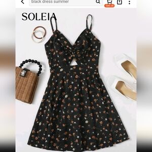 Soleia Black Floral Twist-Front Sundress